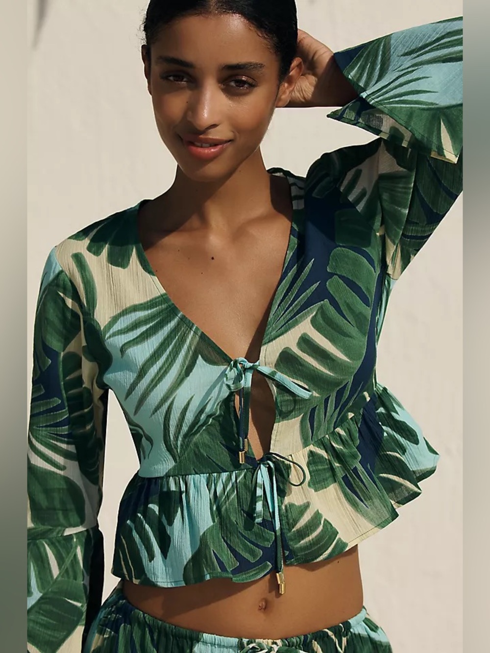 Anthropologie Sanctuary Tropical Tie Front Blouse NWT